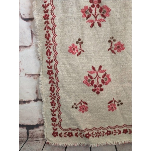 Floral Tyrol Austria Embroidered Table Runner 28.5 x 13 Red Cream Brown Beige - Picture 5 of 9